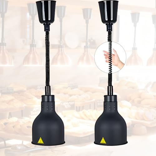 VFDZ Lampada Riscaldante per Alimenti, Lampade Scaldavivande Cucina Regolabile, 19 cm/25 cm Lampade Riscaldanti Cucina Professionale per Ristoranti, Cucine, Hotel(D-19cm,2 Pezzi)