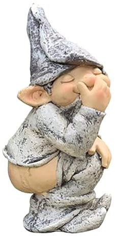 HAMPPLIES Garden Dwarf Figurine Resin Statue Funny Xmas Pooing Gnome Ornament for Outdoor Lawn Patio Garden Decoration