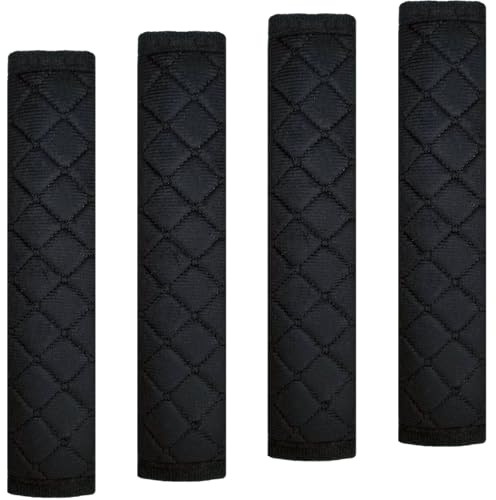 Auto Gurt Polster, 4 Stück, Autositz Gurtpolster, Weiches Material, Gurtschoner, 27 cm, schwarz, Sitzgurt Polsterung, sicherheitsgurt bezug, Autozubehör, Komfort für Hals Nacken Schulter (4-Black)