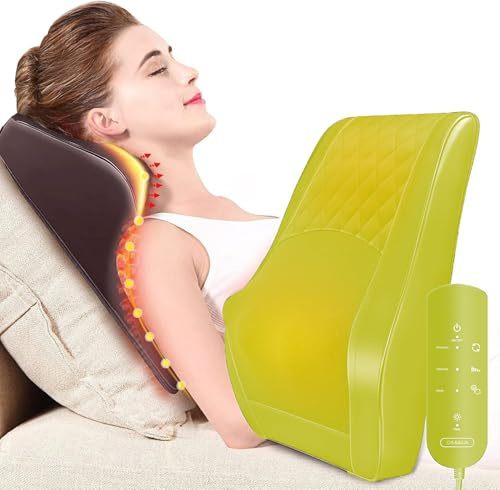 OMASSA Shiatsu Massagegerät, Schulter Nackenmassagegerät mit Wärme, 3D Knet Massagekissen zur Linderung von Rücken, Nacken, Schulter und Beinschmerzen, Geschenke für Männer, Frauen (Black+Yellow)