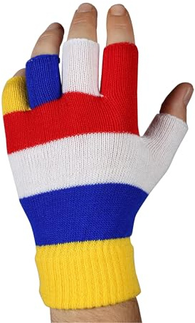 Thetru B. V. Strickhandschuhe Mainzer Fastnacht rot weiß blau gelb kurz