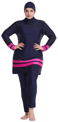 Generisch Burkini Maillot de bain musulman pour femme Modest Hijab 3 pièces à manches longues islamique tout le corps Opaque déperlant A7