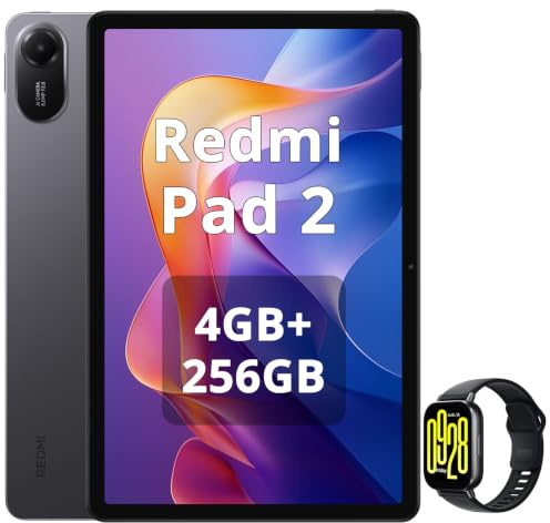 XIAOMI Redmi Pad 2,Tablet 4 GB + 256 GB WiFi,display da 11 pollici 2.5K nitidissimo,processore avanzato Helio G100-Ultra, batteria capiente da 9000 mAh,versione WiFi,Grigio,incluso Smart Watch