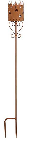 FRANK FLECHTWAREN Gartenstecker Flammenkelch, korrodiertes Metall, Rostdesign Ø 10 x 12 cm, GH 90 cm