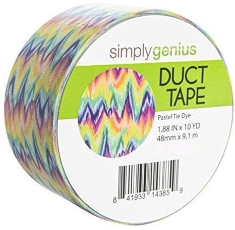 Simply Genius (Single Roll) Patterned Duct Tape Roll Craft Supplies for Kids & Adults Scrapbook Supplies - Colored Duct Tape for Scrapbooking, and Pastel Tie Dye