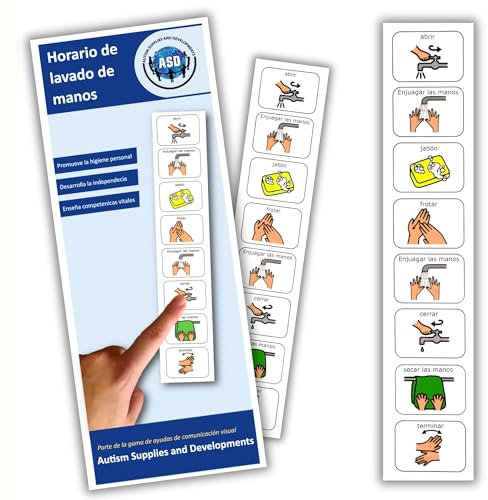Autism Supplies & Developments Horario Visual de plástico para lavarse Las Manos (español), Color Azul, ES_WHS (Autism Supplies and Developments Hand_ES)