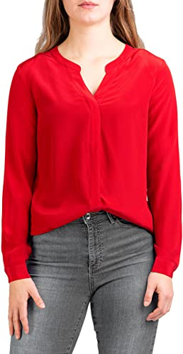 Posh Gear Mujer Blusa de Seda Nobicetta 100% Seda, Rojo Oscuro, XXL