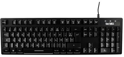 Be Mix - Clavier Gamer - 3 Fonctions - Fonction Anti - Ghosting - Rétro Eclairage - Fonction Multimédia - Dimensions : 44.5 X 13.5 X 3.6 cm Noir