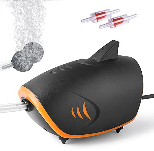 FEDOUR 4W Mächtig Aquarium Luftpumpe, 2-ausgänge leise Aquarium sauerstoffpumpe mit Allem Zubehör, für 50-700L Fish Tank
