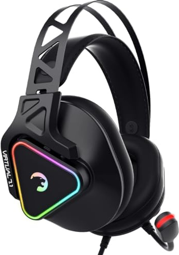 GAMEPOWER Kizaru Gaming Headset mit Mikrofon, USB Gamer PC Kopfhörer, Vibration, RGB Beleuchtung, 53mm Neodym Treiber, Desktop - Laptop Kompatibel, 2m Kabelgebunden, Over Ohr