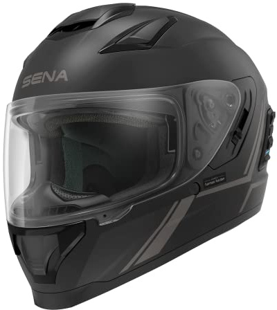 Sena Stryker Integraler-Smarthelm mit Integriertem Mesh und Bluetooth-Kommunikation, LED-Rücklicht und Sound von Harman Kardon (Schwarz, M)