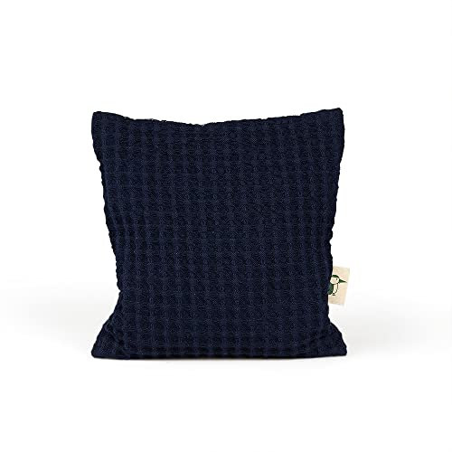 GRÜNSPECHT Rapssamen-Kissen mit waschbarem Bezug, Wärmekissen für Babys & Kleinkinder, bei Blähungen & Bauchschmerzen, Waffelpiqué, azurblau, GOTS (697-V1)