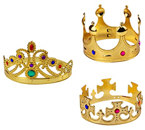 diyfixlcd 3pcs Gold Crowns Birthday Crowns Prom King and Queen Crown Set Fairy Crown for Boy Girls Women Adults