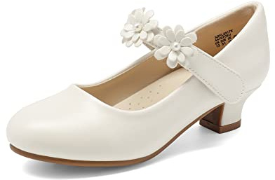 DREAM PAIRS Mary Jane Strap Ragazze Ballerine Scarpe Tacco Basso e Largo Ballerine Principessa Scarpe da Scuola,Size 35,Avorio,SDFL2317K