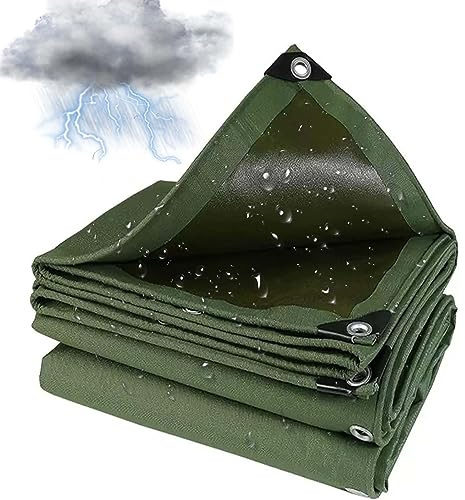 Amunpitic Waterproof Tarpaulin 5x9ft, Canvas Tarp with Grommets, Tarp Heavy Duty Tarpaulin Cover Multipurpose tarp Cover Outdoor Furniture Caravan Cover, Easy to Install