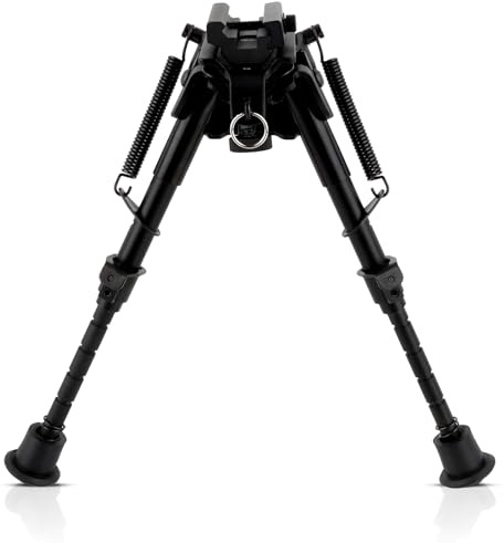 FOCUHUNTER Bípode de 6 -9 con Adaptador Picatinny, Patas con Bloqueo de Resorte de 5 Niveles, Altura Ajustable, se Adapta a rieles de 20mm y Montaje de Perno Giratorio