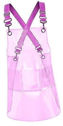 rockible Transparent Apron Waterproof TPU Aprons Unisex Adjustable Bib Cooking Kitchen Chefs Work Apron for Cosmetology Coffee Shop Painting Clear Hairdressing Aprons-Full Pink