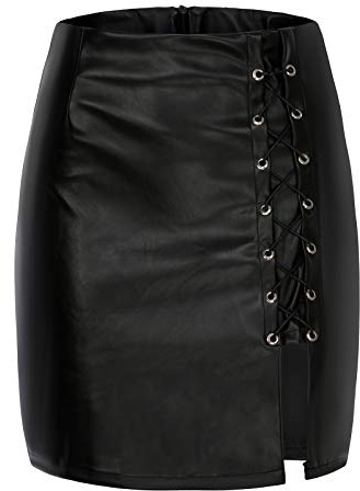 Falda Polipiel Negra Mujer: Faldas De Cuero Minifalda Sexy Lápiz Split Midi 2024 Falda Negra Cintura Alta Falda Fiesta Fiesta Que Abraza La Cadera Falda Tubo Ajustadas Falda Faldas Cortas Colegiala