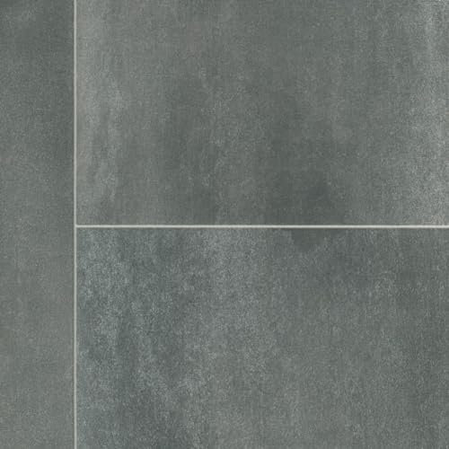 Dark Grey Stone Effect Anti-Slip Vinyl Flooring For LivingRoom, Hallways, Kitchen, 3.8mm Thick Cushion Backed Vinyl Sheet, Waterproof Lino Flooring-7m(23') X 3m(9'9)-21m²
