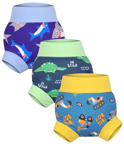 FLYISH DIRECT Reusable Swim Nappy for Boys and Girls, 2-3 Years, Green