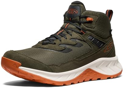 KEEN Hightrail - Scarponcini da trekking da uomo, in pelle traspirante, altezza media, resistenti, leggeri, Notte della foresta/Fiamma d'oro, 43 EU