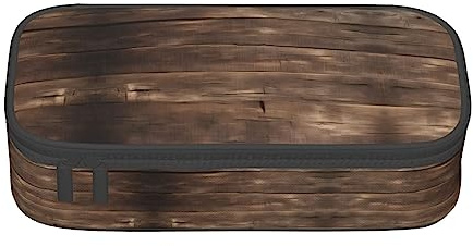 SDEGTHO Rustikales Federmäppchen aus Holz, großes Fassungsvermögen, Stiftetasche, Schreibwaren-Tasche, Stifteetui für Büro, Schwarz , Einheitsgröße, Sportlich