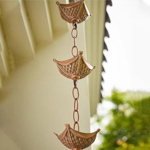 HEYDGBBZ Catena di Pioggia, Catena di drenaggio Ciondolo con Catenella for grondaia in Metallo, grondaia Decorativa for Cortile da Giardino, Porta d'ingresso della Villa sospesa(100cm (3.3ft))