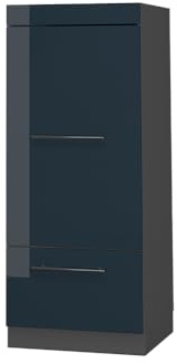 Vicco Vorratsschrank Fame-Line, Dunkelblau Hochglanz/Anthrazit 60 cm | MDF-Front · Metall-Vollauszüge · Höhenverstellbare Füße · Metallgriffe · ✓ Frei kombinierbar