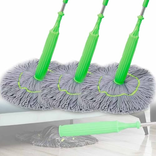 Trapeador deshidratado 2 en 1, mopas giratorias autoescurridas para limpieza de suelos, mango de acero inoxidable, desmontable, cabezal de fregona altamente absorbente para el hogar (3 piezas)