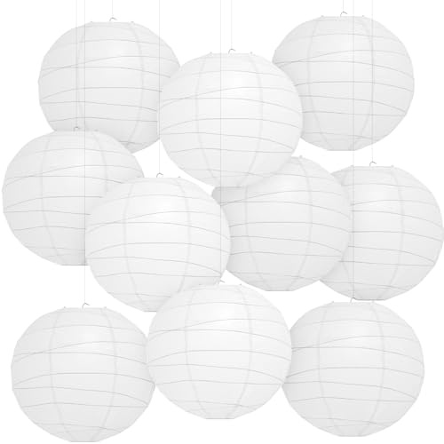 Encham papperslyktor vita 20 cm stora 10 stycken lampor runda lampskärmar för helgdagar bröllop halloween jul fest födelsedagar trädgårdsfest babyparty dekoration inomhus och utomhus party dekoration
