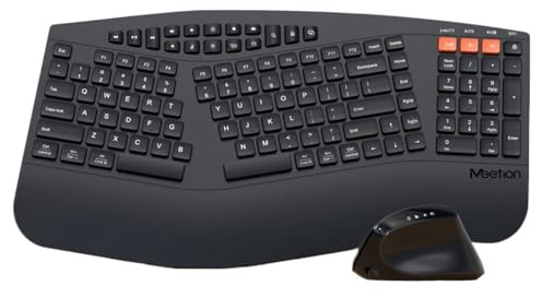 PYRIOLHI Ergonomic wireless keyboard - 2.4G connectivity - Bluetooth keyboard - SilentSuitable for PCs, laptops, PCs, Macs, Windows - Coloured(Dark)