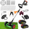 Rasentrimmer Mit Akku Leichter Freischneider 21V 2000Ah Batterie und Schnellladegerät,4-in-1-Rasentrimmer/Radkantenschneider/Mini Rasenmäher/Freischneider mit 3 Arten Klingen für Garten, Hof