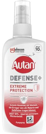 Autan Defense Extreme Protection Pumpspray, Insektenschutz mit 50 Prozent DEET, gut für Reisen in Gebiete mit extremem Mückenbefall, Travel Essentials, 1er Pack (1 x 100ml)