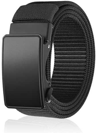 Aucuu Cinturón de Nailon, Cinturón Táctico, Hombre Militar Trabajo, con Hebillas Metálicas Ajustables, para Deportes, Senderismo, Caza y Trabajo -125cm