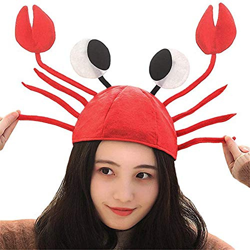 Crab Lobster Hat Novelty Crab Claws Cap Red Lobster Costume Fancy Dress Adjustable funny Animal hat Cute Cartoon Headwear Cosplay Party Decoration Halloween Christmas Easter Accessory for Adult