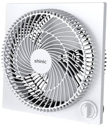 shinic Ventilateur de boîte sans cadre de 22,9 cm, ventilateur de boîte de | Boîtier en plastique ABS de qualité supérieure, ventilateur portable pour chambre à coucher, bureau, cuisine, garage, dortoir