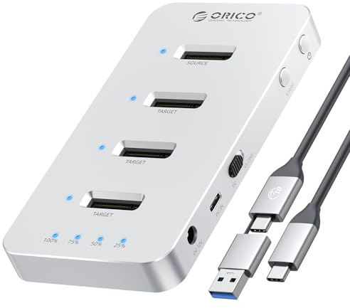 ORICO M.2 NVMe SSD Clone Enclosure, 4 Bay Aluminum Hard Drive Docking Station, 40Gbps USB 4.0 External SSD Enclosure, Offline Clone Dock for 2230/2242/2260/2280/22110 M.2 SSD (M440-C)