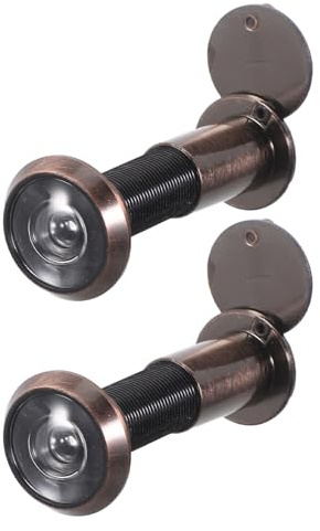 HOLIDYOYO Mirilla de Puerta Gran Angular 220° de Aleación de Zinc 16 MM Diámetro Color Rojo Cobre Antiguo para Puertas de 39-59 CM Grosor 2 Unidades Visor de Privacidad y Protección