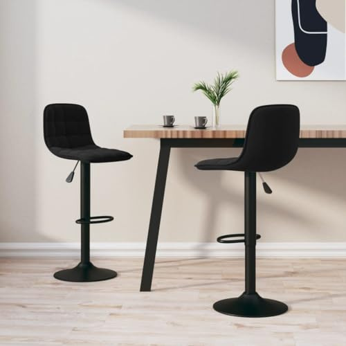 Frdhee Silla cosmética de comedor,Taburete de bar 2 piezas terciopelo negro,Silla de comedor para dormitorio,sala de estar,comedor
