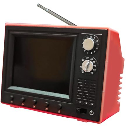 Colcolo Mini TV Funzionale in 1:12 per Casa delle Bambole, Mini TV Funzionale, Centro di Intrattenimento, Regalo, Stile retrò, Rosso