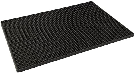 Beaumont Black Bar Mat 300 x 450mm - Efficient Drainage Construction, Sleek Look, Rubber, Wipeable, Easy to Clean Glass Drainer Mat for Bars, Restaurants | Wipeable glass drainer mat with a sleek look prevents messy spills and provides a stable surface for bars or restaurants.