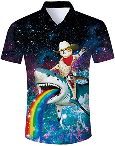 TUONROAD Hawaii-skjorta, män, 3D, funky, skjorta, herrskjorta, kortärmad, knäppning, fritidsskjorta, Hawaiiskjorta, M-XXL