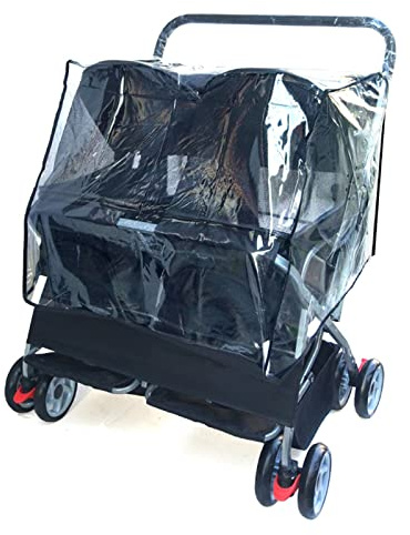 Doppel-Kinderwagen Easy Walk Klappreisewagen für Haustiere & Katzen - Schwarz, Lila - mit Regenschutz