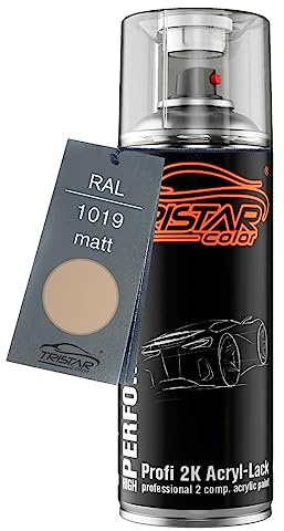 TRISTARcolor RAL 1019 Graubeige mate Bote de spray acrílico de 2 componentes aerosol pintura en spray 400 ml secado rápido