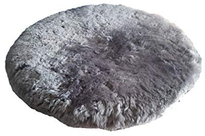Naturasan Lammfell Sitzkissen, Visco Schaum Füllung, Rund 38 cm (Grau)