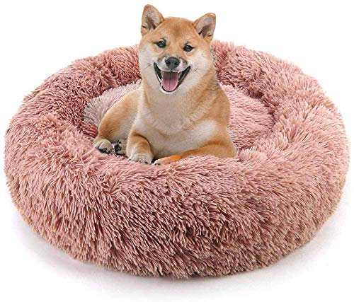 KongEU Extra großes Hundebett,waschbar,Rundes Hundekissen Komfortbett,Plüsch Hundesofa mit kuscheliger Liegefläche Hundekorb für Labrador,Golden Retriever,Husky Schäferhund-120cm-Rosa