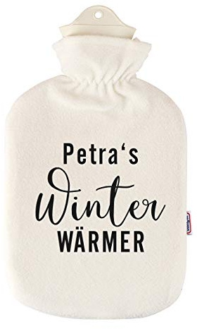 Herz & Heim® personalisierte Wärmflasche mit waschbaren Bezug - verschiedene Designs - perfekte Geschenkidee (Winterwärmer)