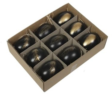18 STK Ostereier o392 schwarz 4x6cm Hühnereier Hänger Eier Ostern Dekoeier Osterdeko Anhänger Ei Frühlingsdeko