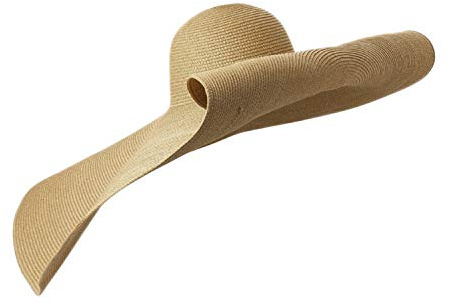 Petalum Damen klappbarer Strohhut Sonnenhut mit Sonnen Shade breite Krempe Sommer Übergroßen Hüte Faltbare Urlaub Sonnenblende
