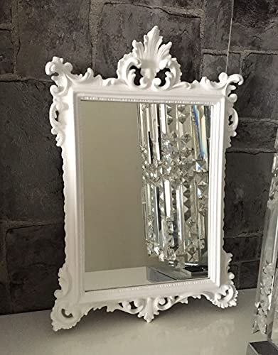 Wandspiegel Weiß Barock Antik Rokoko 36x24 Flurspiegel Badspiegel Wanddeko Prunkspiegel C12 M